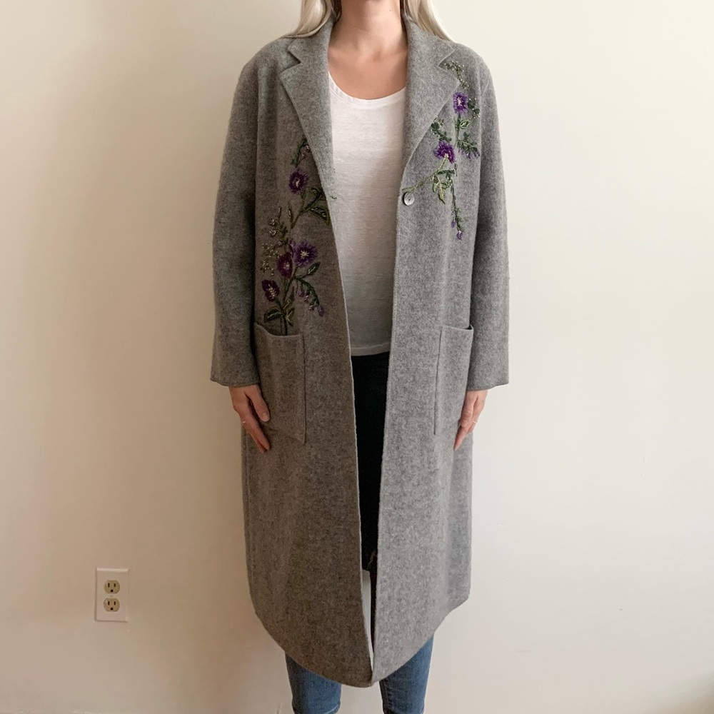 SOLD!Vintage Rickie Freeman for Teri Jon Grey Coat - Picture 1 of 14
